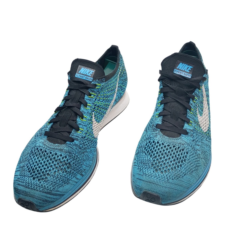 Nike Flyknit Racer Blue Lagoon‎ Black Running Shoes 526628-402 Mens 11